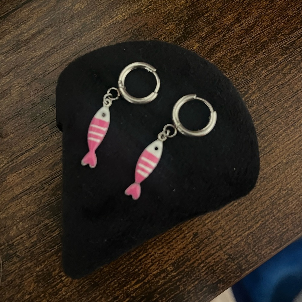 Pink Fish Hoop Earrings for kids